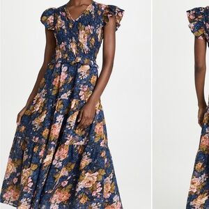 Sea New York Ines Floral Maxi Dress with Puff Sleeves size 4